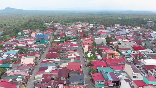Aerial Footage of Rural small town landscape view of Manila, Philippines.