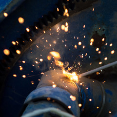 Beautiful sparks from welding, repair work