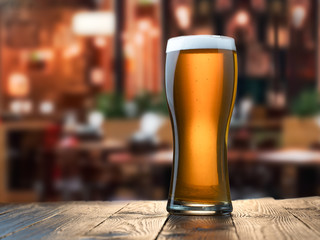 Frosty glass of light beer