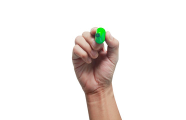 Hand holding marker pen for writing