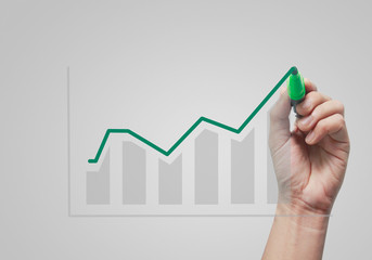 Hand writing analyze graph for trade stock market