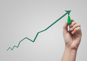 Hand writing analyze graph for trade stock market