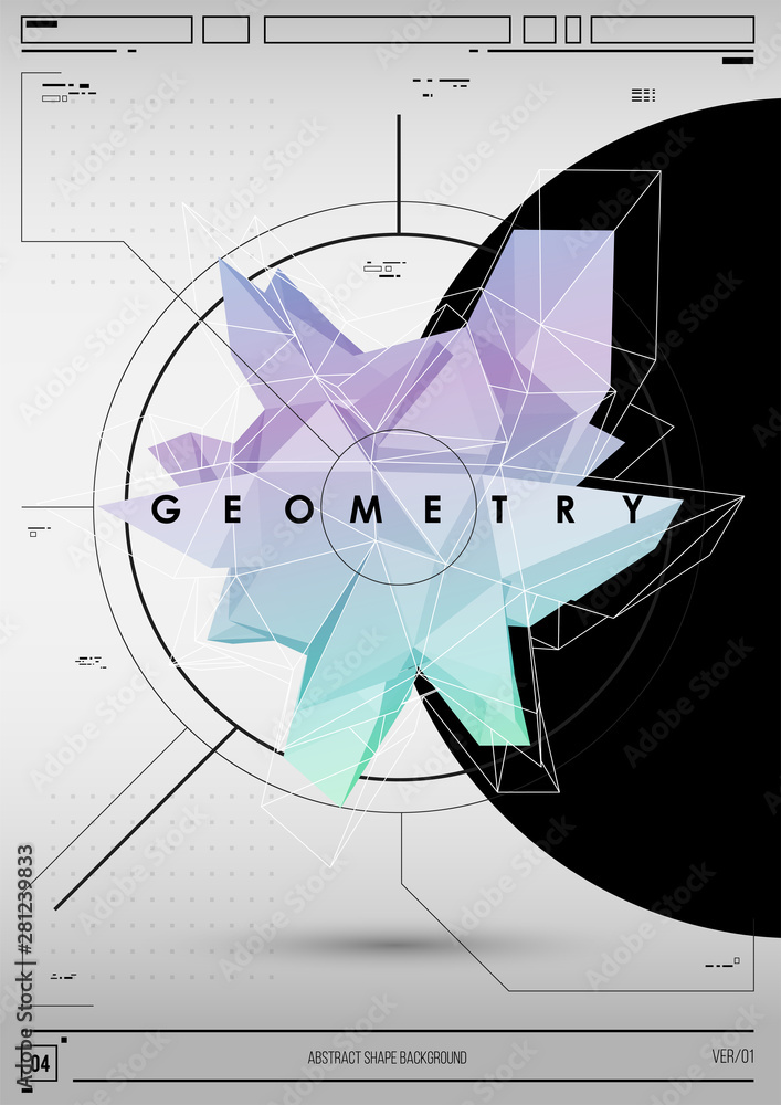 Poster abstract poster with low poly shape. creative template with poligonal figure.