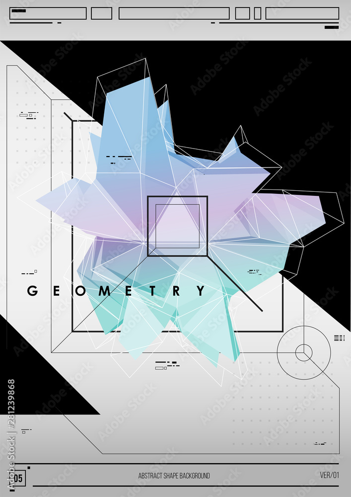 Poster abstract poster with low poly shape. creative template with poligonal figure.