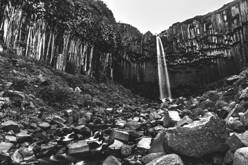 Svartifoss Waterfall - Iceland Black and white