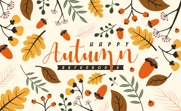 Autumn background illustration vector. Flat background of autumn