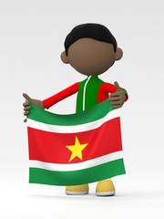 国旗を掲げるスリナムのスポーツ選手