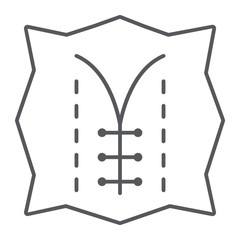 Seam thin line icon, dressmaking and sew, textile sign, vector graphics, a linear pattern on a white background.
