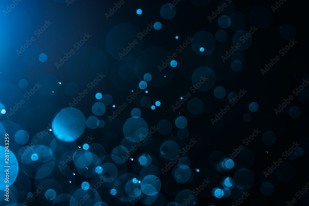 Wall mural abstract blue defocused bokeh background