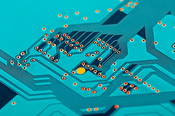 Electronic circuit board close up.