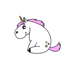 White cute unicorn. 