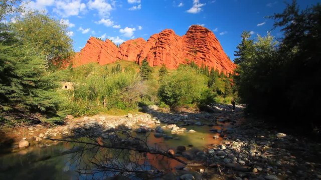 Red rocks in Kyrgyzstan. Zhety-Oguz Gorge