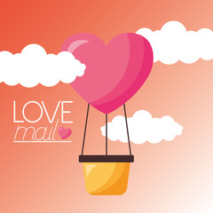 Heart hot air balloon vector design