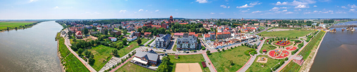 Fototapeta na wymiar Panorama of Tczew city over Wisla river in Poland