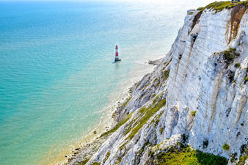 Beautiful seascape of the white cliffs at Beachy Head, Sussex, UK