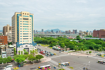 Fototapeta na wymiar TAIPEI, TAIWAN - July 2, 2019: Street view of downtown in Taipei, Taiwan