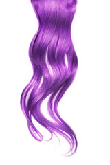 Purple wavy hair isolated on white background