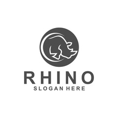 rhino logo template, animal design vector, zoo