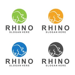 rhino logo template, animal design vector, zoo