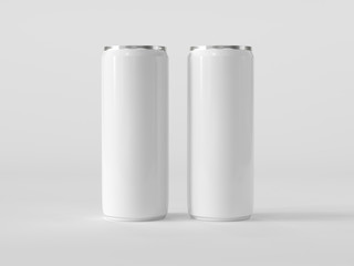 White energy drink can on white background. Mock up. 3D rendering