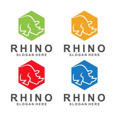 rhino logo template, animal design vector, zoo