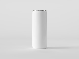White energy drink can on white background. Mock up. 3D rendering