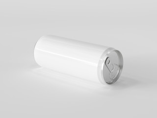 White energy drink can on white background. Mock up. 3D rendering