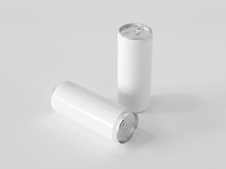 White energy drink can on white background. Mock up. 3D rendering