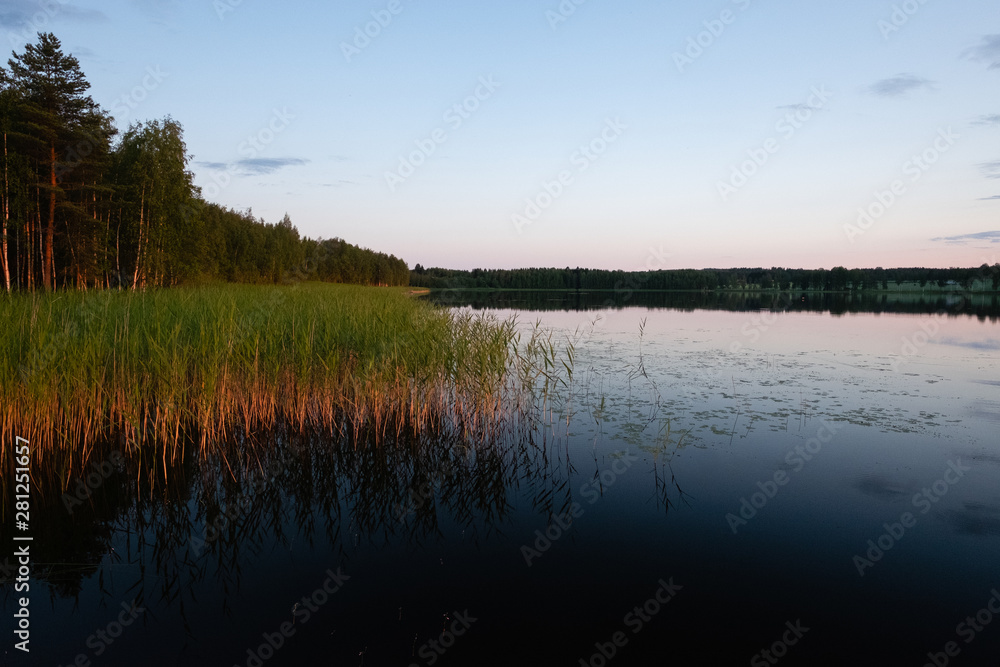 Wall mural landscape with lake and sky