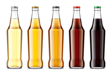 Glass beer bottles mockup. 
