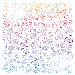 Camping vector illustration. Travel outdoor adventure