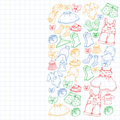Children clothes. Background for babies, kids patterns.