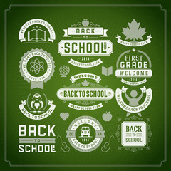 Back to school design elements sale labels and badges set vector illustration.