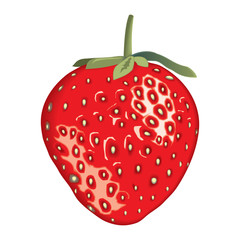Strawberry 3d vector icon isolated on white background. Realistic sweet fruit.