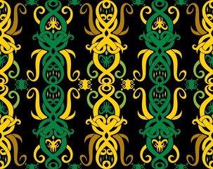 seamless pattern of borneo batik style. traditional Indonesian fabric motif. vector design inspiration. Creative textile background for fashion or cloth. culture motif of dayak