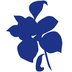 Plain blue foliage silhouette on the white isolated background.