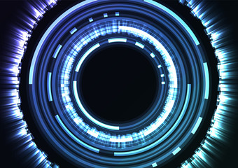 blue abstract circle background, digital overlap layer line, simple technology design template, vector illustration