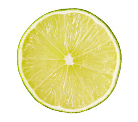 Slice of lime isolated on white background