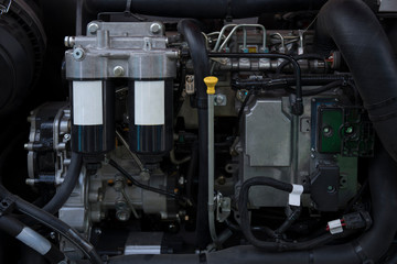 Fototapeta premium Element of engine system of new modern agricultural tractor or combine or harvester