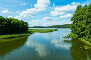 Jezioro rzeka wakacje lato urlop błękit chmury