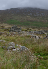 Achill Island Ireland Slievemore abandoned village. Ghost town