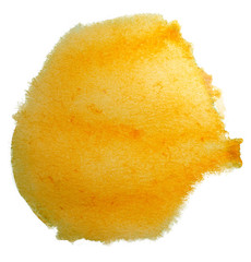 yellow watercolor stain on a white background. paint on paper.
