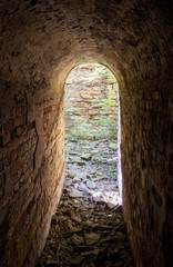 old door in stone wall