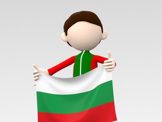 国旗を掲げるブルガリアのスポーツ選手