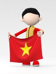 国旗を掲げるベトナムのスポーツ選手