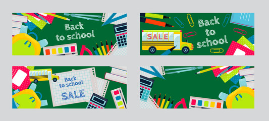 Back to School vector horizontal banners