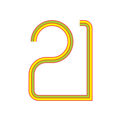 number 21 stripes line design symbol vector