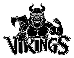 A Viking warrior gladiator cartoon sports mascot