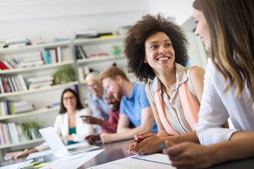Successful group of business people at work in office