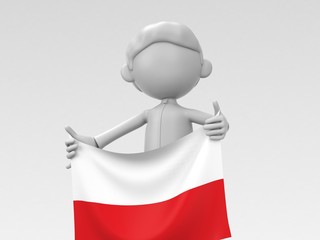 国旗を掲げるポーランドのスポーツ選手